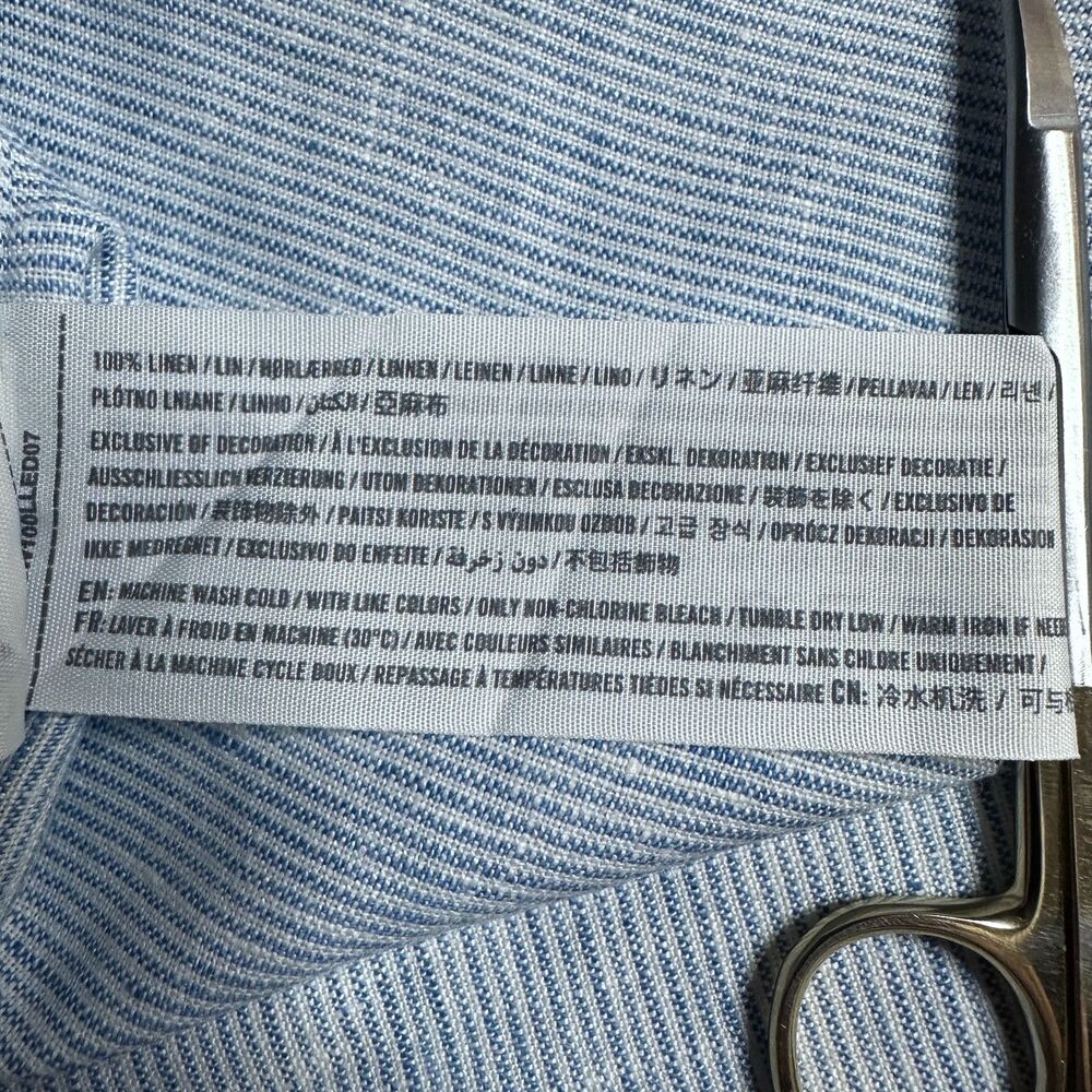 Abercrombie & Fitch Men's Large 100% Linen Shirt Blue Striped Summer Style - Picture 9 of 10